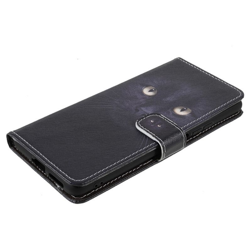 Etui Folio Xiaomi Mi 11t / 11t Pro CZarne Pasiaste Oczy Kota Etui Ochronne