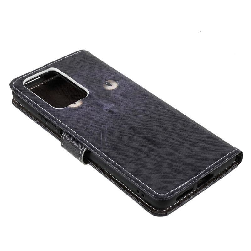 Etui Folio Xiaomi Mi 11t / 11t Pro CZarne Pasiaste Oczy Kota Etui Ochronne