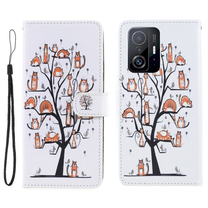 Skórzany Futerał Xiaomi Mi 11t / 11t Pro Etui Na Telefon Funky Cats Strappy