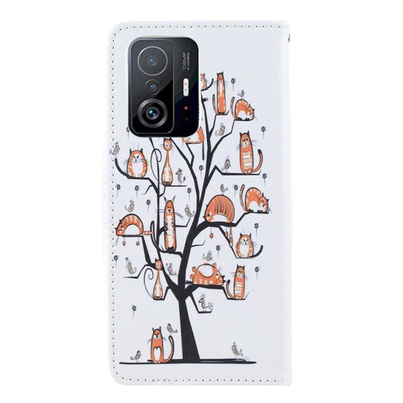 Skórzany Futerał Xiaomi Mi 11t / 11t Pro Etui Na Telefon Funky Cats Strappy