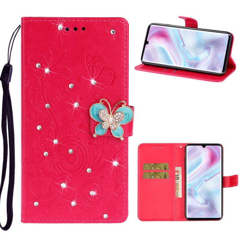 Etui Folio Xiaomi Mi Note 10 / 10 Pro Cyjan Magenta Urok Motyla Etui Ochronne