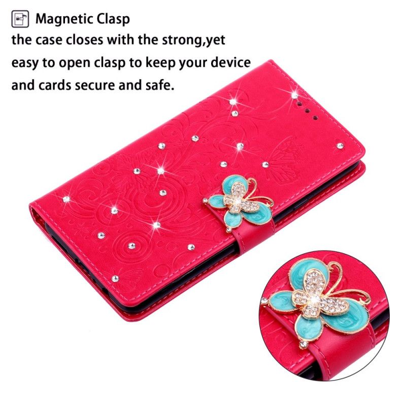 Etui Folio Xiaomi Mi Note 10 / 10 Pro Cyjan Magenta Urok Motyla Etui Ochronne