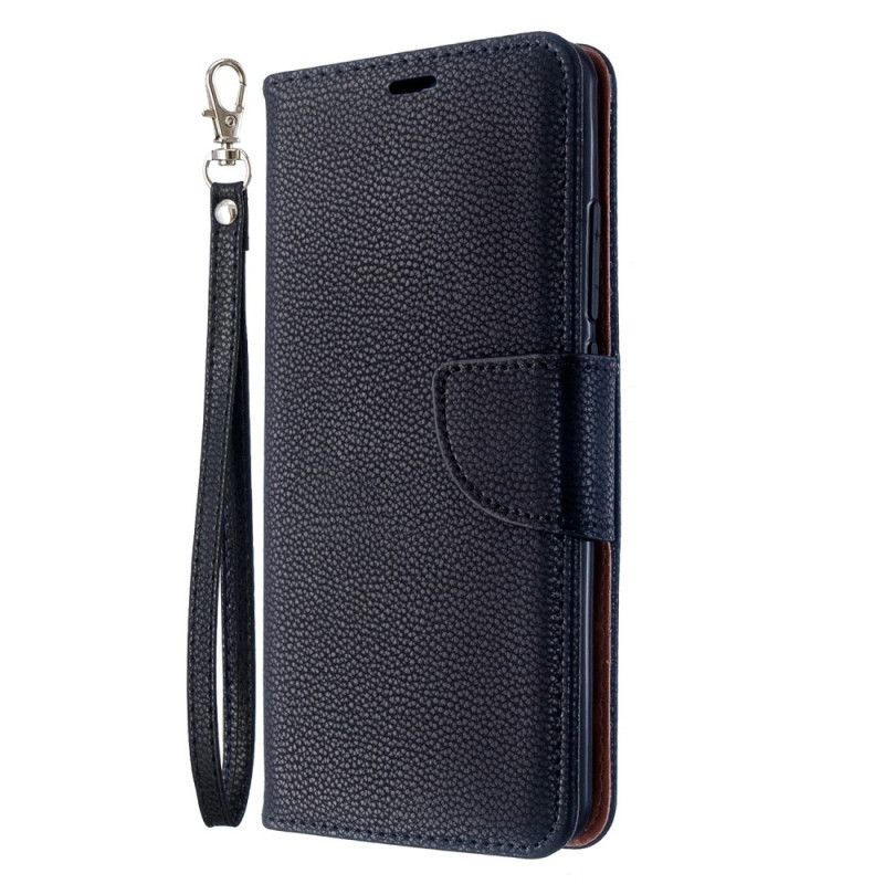 Etui Folio Xiaomi Mi Note 10 / 10 Pro Czarny Efekt Kolorowej Skóry Liczi Ze Stringami Etui Ochronne