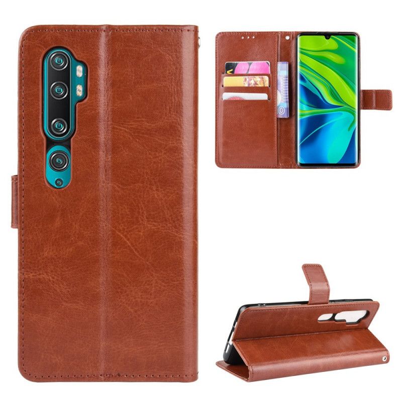 Etui Folio Xiaomi Mi Note 10 / 10 Pro Czerwony Czarny Efektowna Sztuczna Skóra