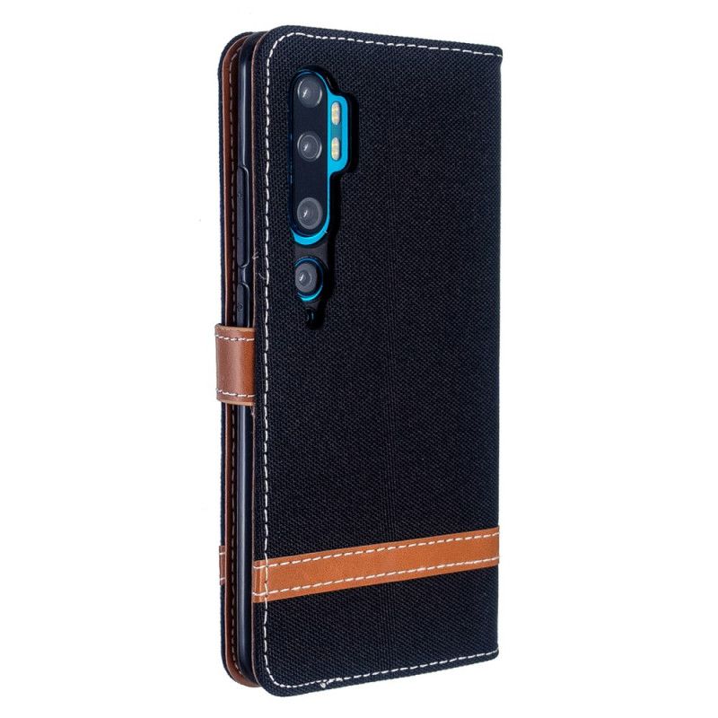 Etui Folio Xiaomi Mi Note 10 / 10 Pro Efekt Tkaniny I Skóry Ze Stringami