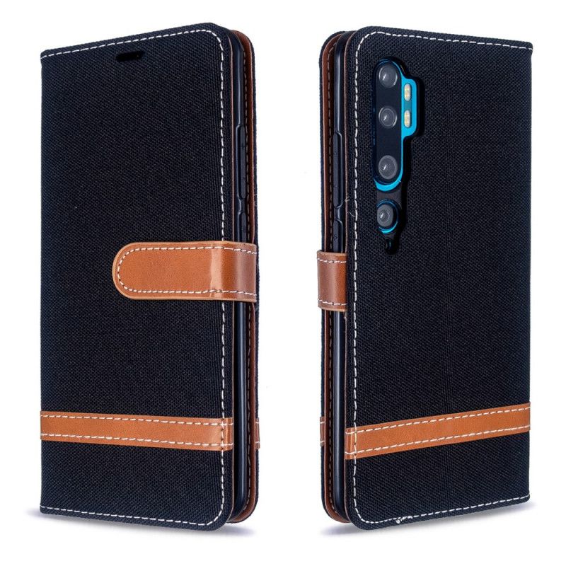 Etui Folio Xiaomi Mi Note 10 / 10 Pro Efekt Tkaniny I Skóry Ze Stringami