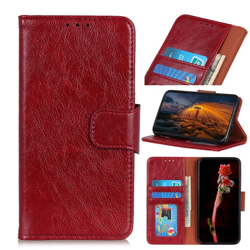 Etui Folio Xiaomi Mi Note 10 / 10 Pro Pomarańczowy Czarny Dwoina Ze Skóry Nappa