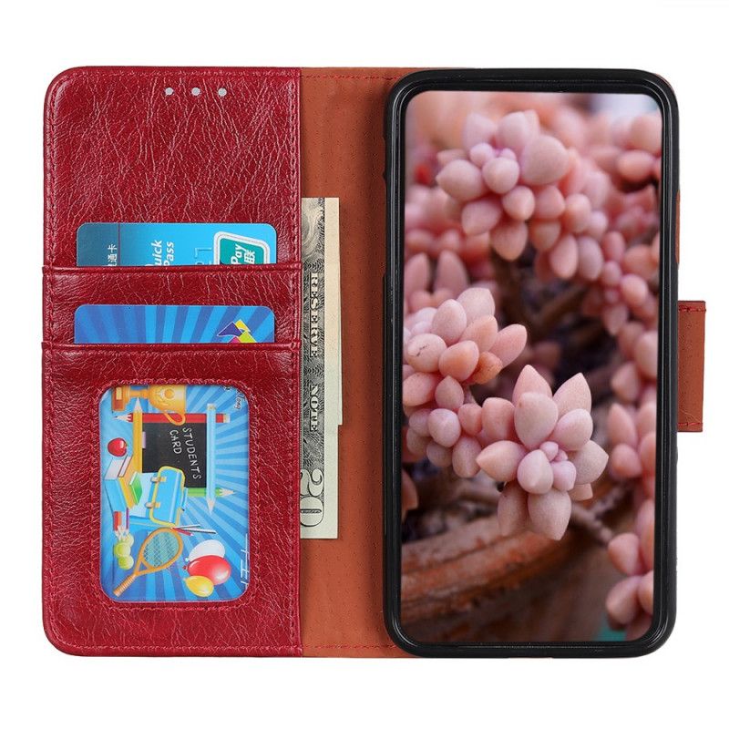 Etui Folio Xiaomi Mi Note 10 / 10 Pro Pomarańczowy Czarny Dwoina Ze Skóry Nappa