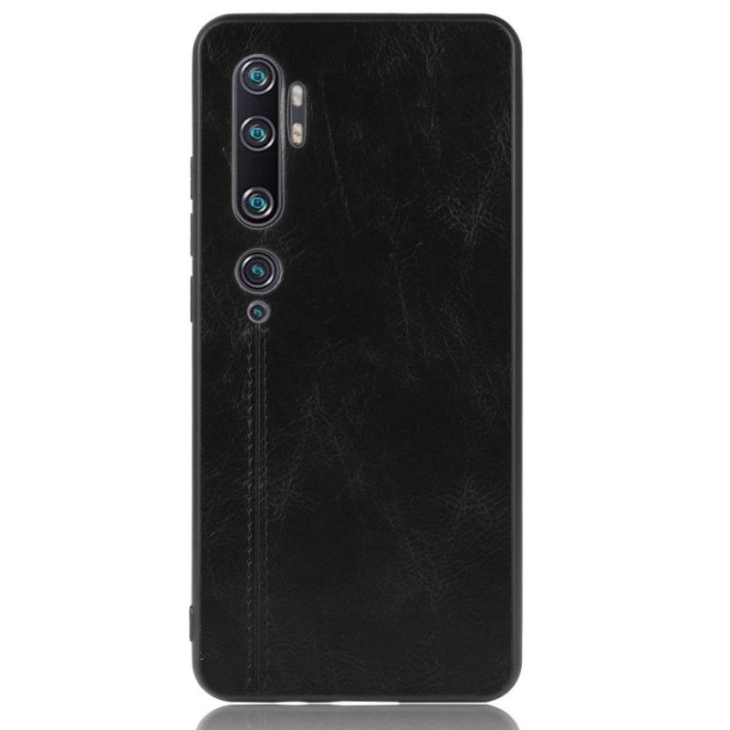 Etui Xiaomi Mi Note 10 / 10 Pro Czerwony Czarny Efekt Szytej Skóry Etui Ochronne