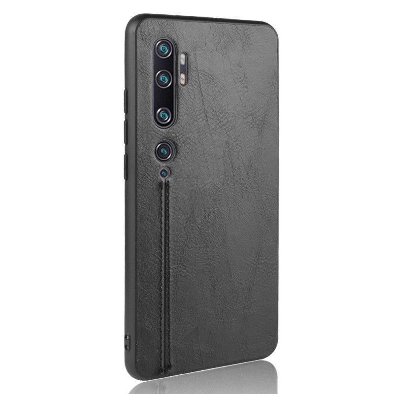 Etui Xiaomi Mi Note 10 / 10 Pro Czerwony Czarny Efekt Szytej Skóry Etui Ochronne