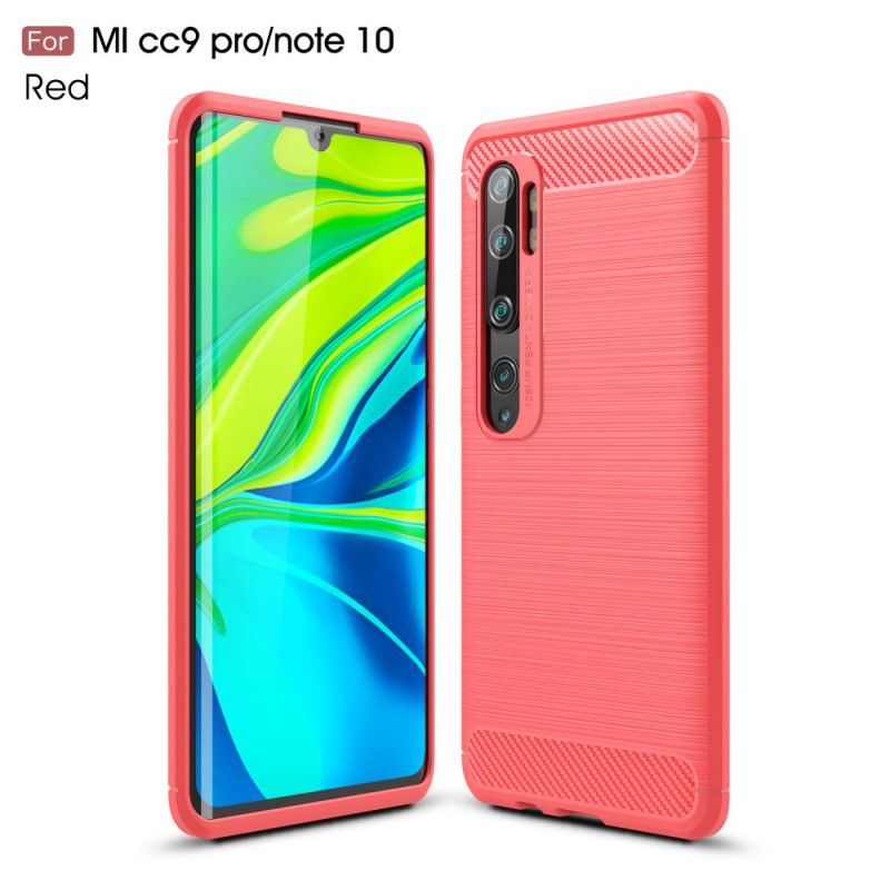 Etui Xiaomi Mi Note 10 / 10 Pro Czerwony Czarny Szczotkowane Włókno Węglowe