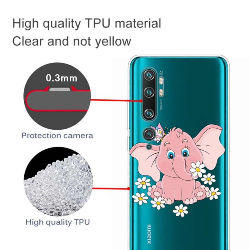 Etui Xiaomi Mi Note 10 / 10 Pro Przezroczysty Różowy Słoń