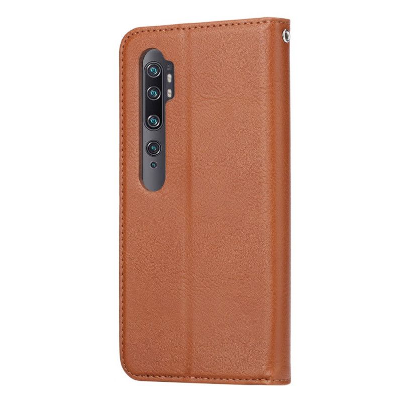 Flip Kotelot Xiaomi Mi Note 10 / 10 Pro Ciemnoczerwony Czarny Etui Na Karty Ze Sztucznej Skóry