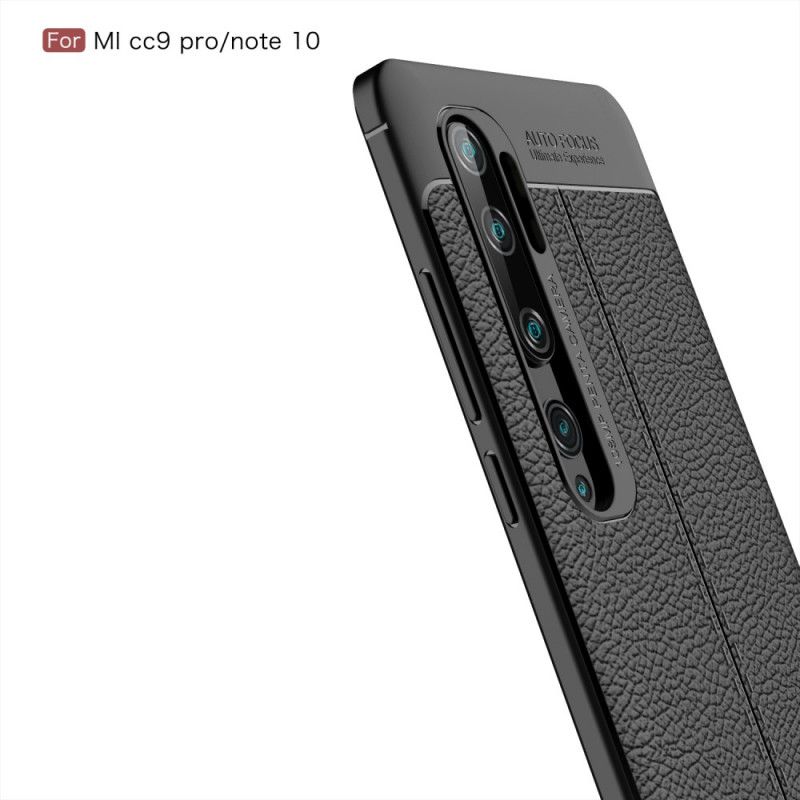 Futerały Xiaomi Mi Note 10 / 10 Pro Czerwony Czarny Efekt Skóry Z Podwójną Linią Liczi