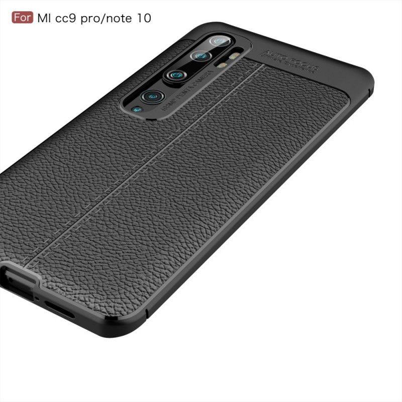 Futerały Xiaomi Mi Note 10 / 10 Pro Czerwony Czarny Efekt Skóry Z Podwójną Linią Liczi