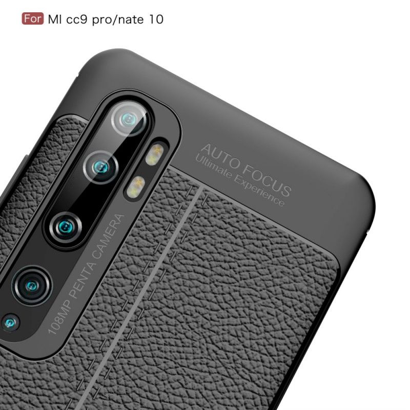 Futerały Xiaomi Mi Note 10 / 10 Pro Czerwony Czarny Efekt Skóry Z Podwójną Linią Liczi