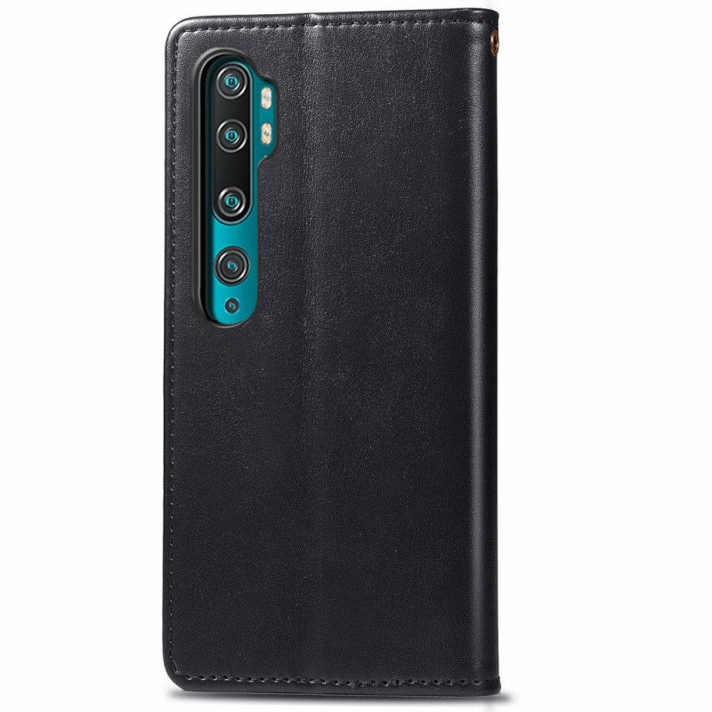 Skórzany Futerał Xiaomi Mi Note 10 / 10 Pro Zielony Czarny Etui na Telefon Kapelusz Liczi W Stylu Księcia Ze Skóry