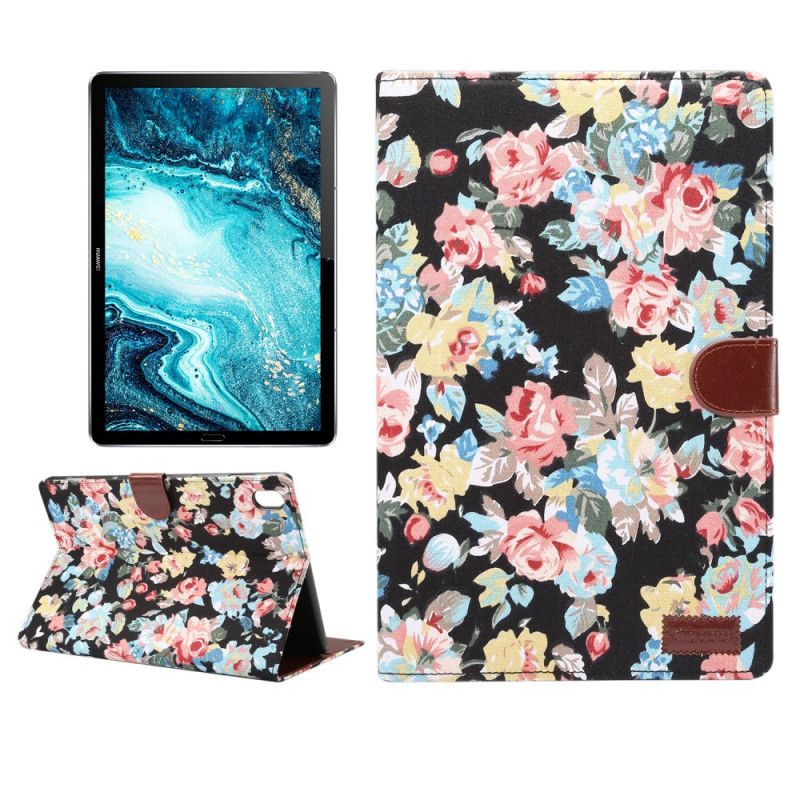 Etui Folio Huawei MediaPad M6 10.8'' Biały Czarny Kwiaty Wolności