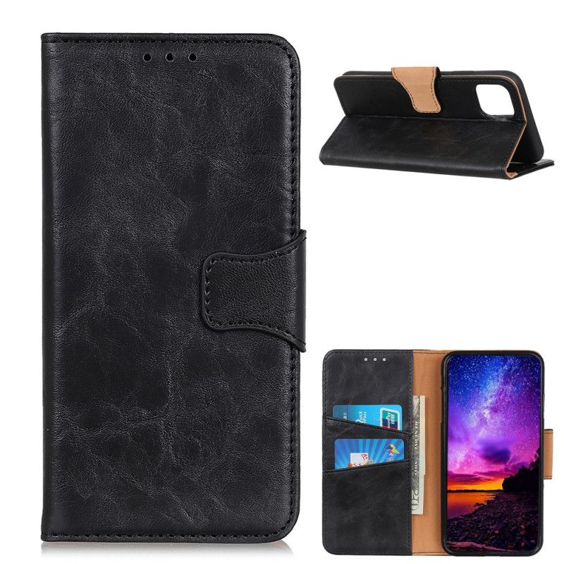 Etui Folio Xiaomi Mi 11 Czerwony Czarny Dwustronne Zapięcie Z Dwoiny Skóry Etui Ochronne