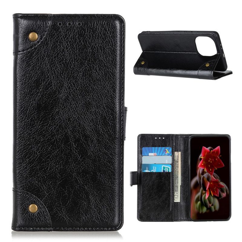 Etui Folio Xiaomi Mi 11 Czerwony Czarny Nity W Stylu Vintage Ze Skóry Nappa Etui Ochronne