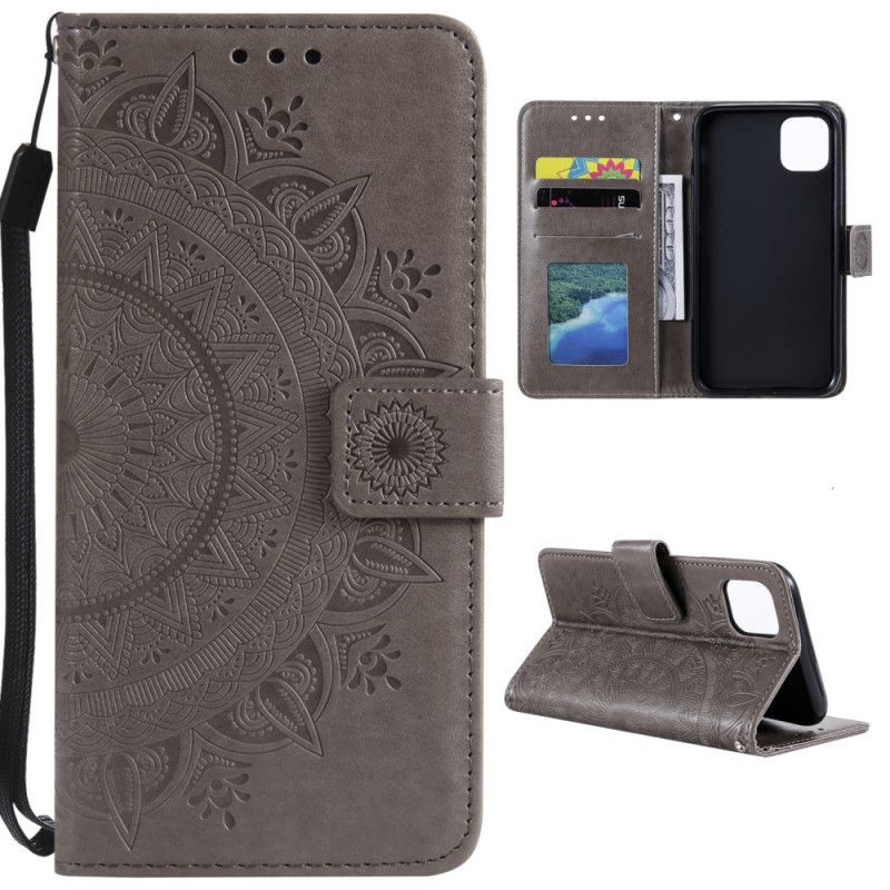 Etui Folio Xiaomi Mi 11 Czerwony Szary Mandala Słońca