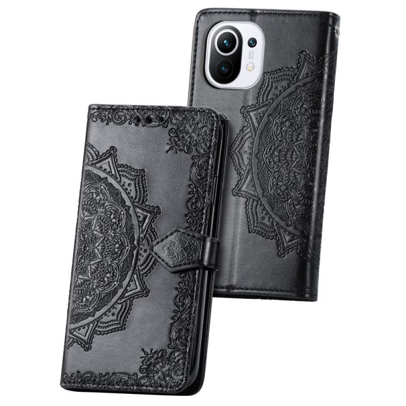 Etui Folio Xiaomi Mi 11 Szary Czarny Mandala W Średnim Wieku