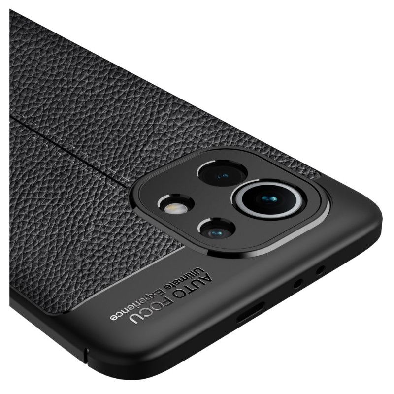 Etui Xiaomi Mi 11 Czerwony Czarny Efekt Skóry Z Podwójną Linią Liczi Etui Ochronne