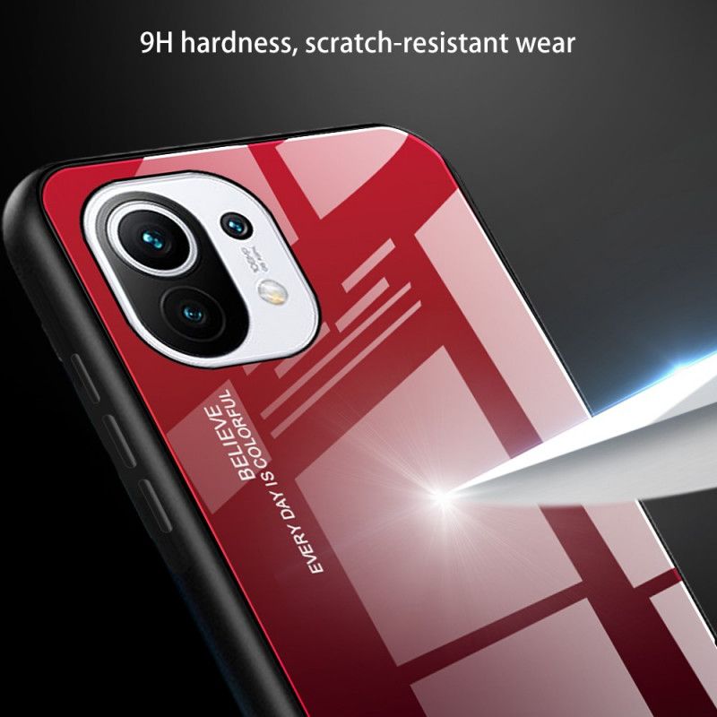 Etui Xiaomi Mi 11 Żółty Czerwony Bądź Sobą Hartowane Szkło