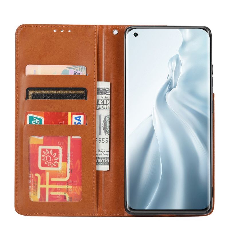 Flip Kotelot Xiaomi Mi 11 Czerwony Czarny Etui Na Karty Ze Sztucznej Skóry Etui Ochronne