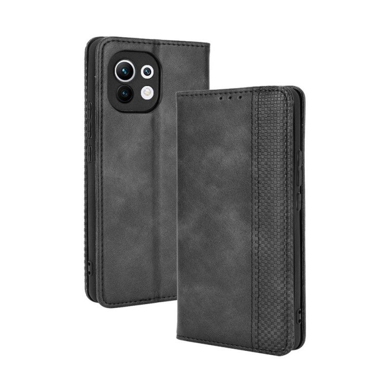 Flip Kotelot Xiaomi Mi 11 Czerwony Czarny Etui na Telefon Stylizowany Efekt Skóry W Stylu Vintage