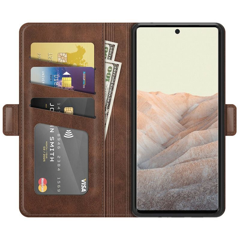 Etui Folio Do Google Pixel 6 Klasyczna Podwójna Klapa