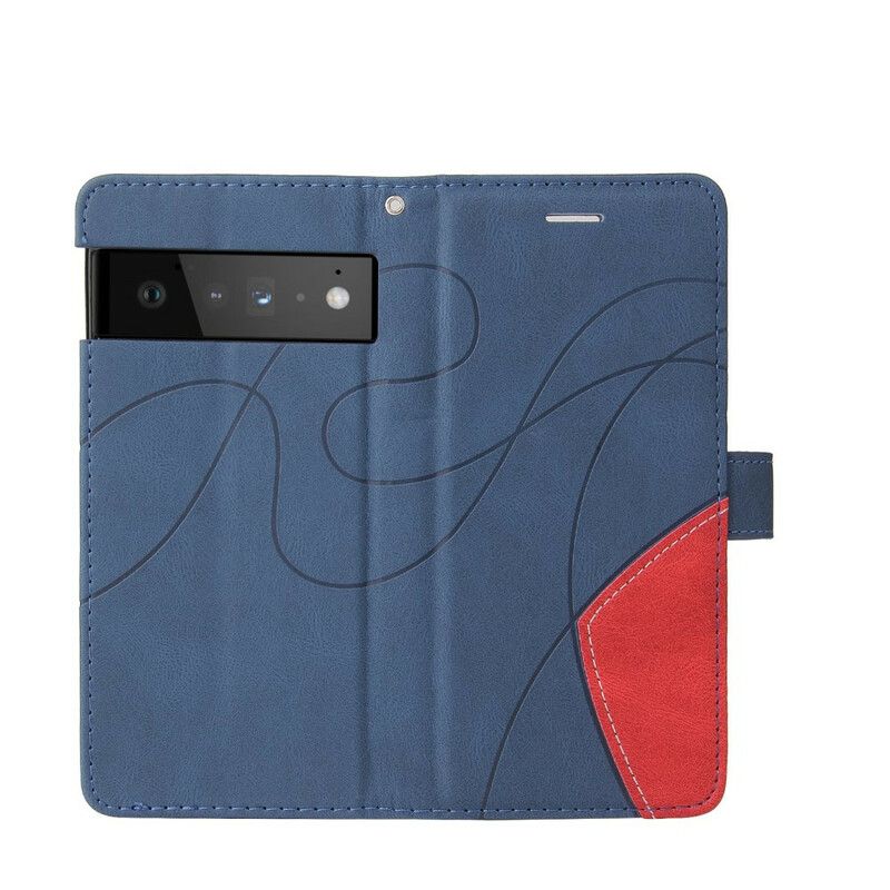 Etui Folio Do Google Pixel 6 Podpis Dwukolorowa Sztuczna Skóra