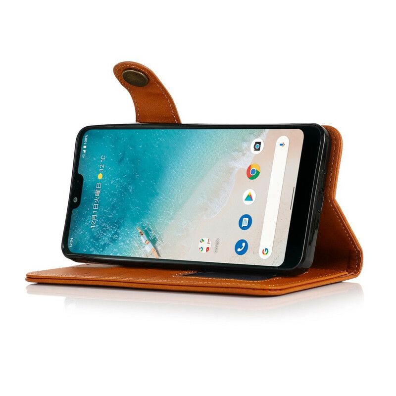 Etui Folio Google Pixel 6 Guzik Ze Sztucznej Skóry Khazneh