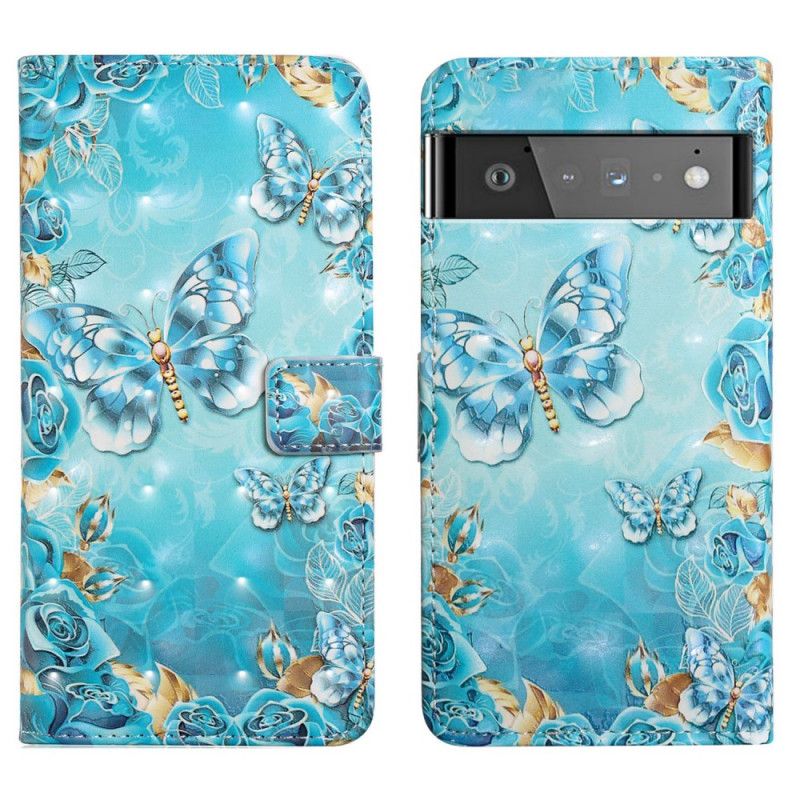 Etui Folio Google Pixel 6 Lodowe Motyle Etui Ochronne