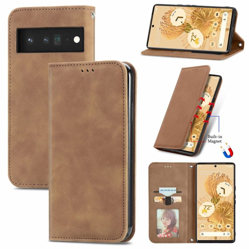 Flip Kotelot Google Pixel 6 Etui Na Telefon Skórka W Stylu Vintage