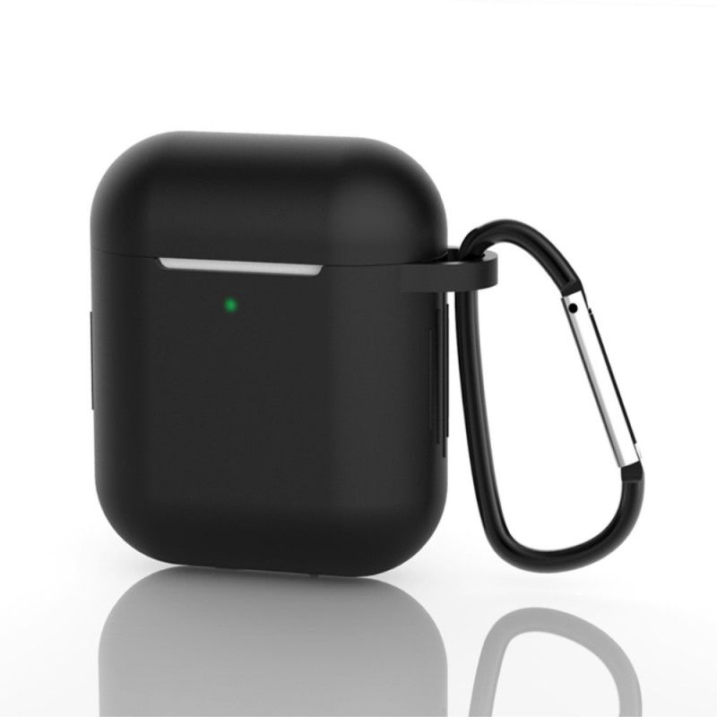 Etui AirPods Biały Czarny Silikon Z Karabińczykiem Etui Ochronne