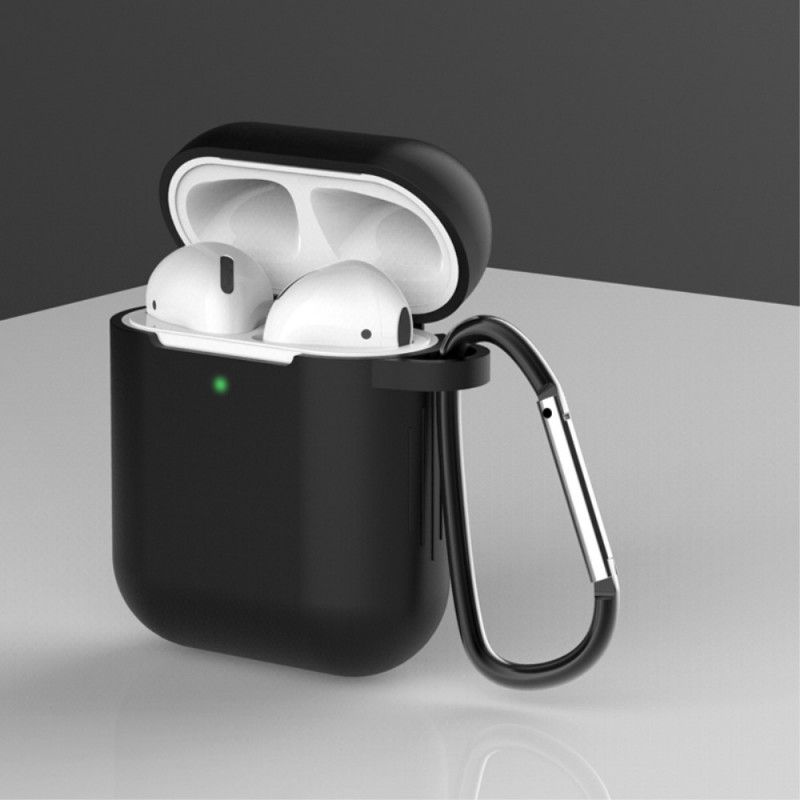 Etui AirPods Biały Czarny Silikon Z Karabińczykiem Etui Ochronne