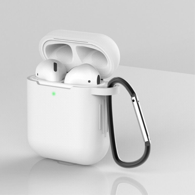 Etui AirPods Biały Czarny Silikon Z Karabińczykiem Etui Ochronne