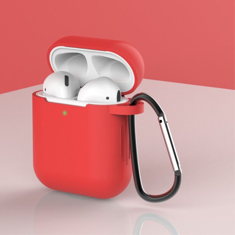 Etui AirPods Biały Czarny Silikon Z Karabińczykiem Etui Ochronne