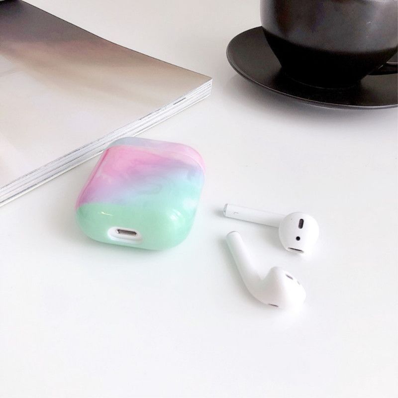 Etui AirPods Biały Czarny Silikonowy Wzór Marmuru Etui Ochronne