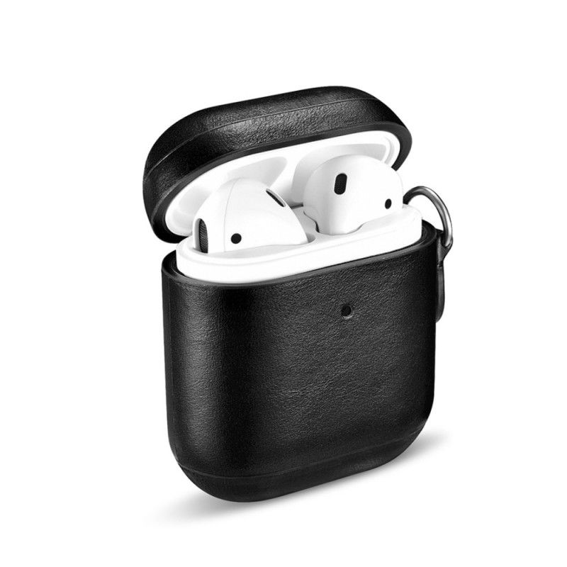 Etui AirPods Brązowy Czarny Prawdziwa Skóra Z Skórzanym Paskiem Etui Ochronne