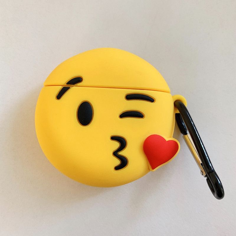 Etui AirPods Czerwony Biały Emoji Z Karabińczykiem