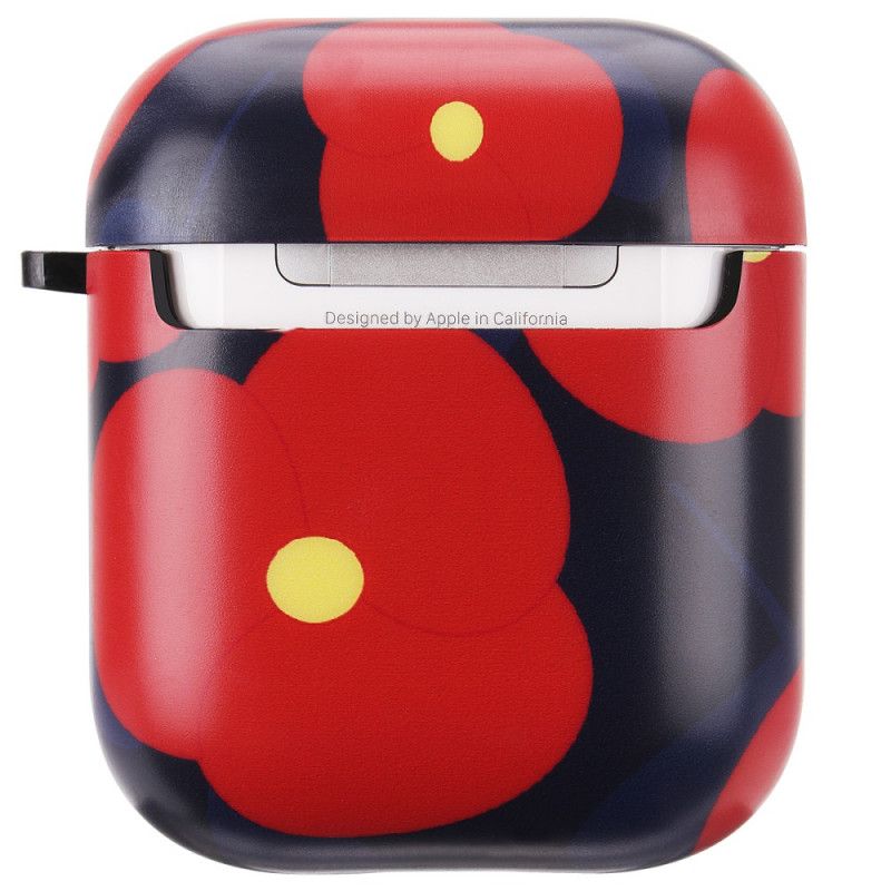 Etui AirPods Czerwony Sztywny Kwiatowy Etui Ochronne