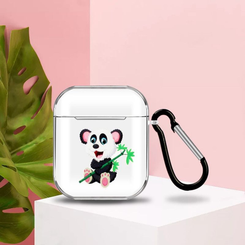 Etui AirPods Granatowy Czarny Silikon Z Serii Zwierzęcej Z Karabińczykiem