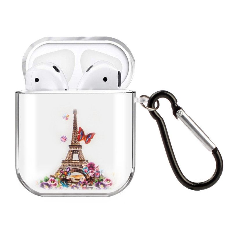 Etui AirPods Jasnoniebieski Czerwony Przezroczysta Silikonowa Seria Motylkowa Etui Ochronne