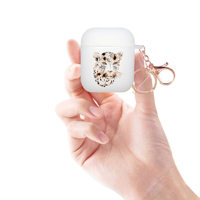 Etui AirPods Jasnoniebieski Zielony Leopard Series Nxe Z Karabińczykiem Etui Ochronne