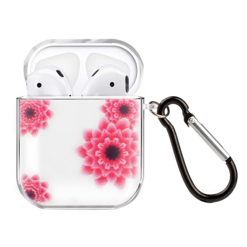 Etui AirPods Magenta Czerwony Przezroczysty Silikon Roślinny