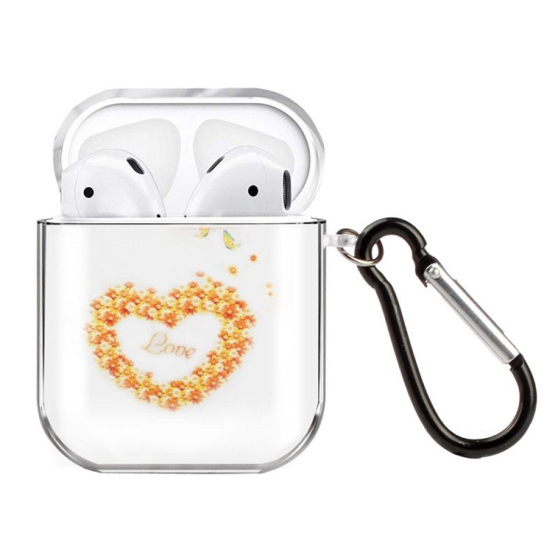 Etui AirPods Żółty Różowy Przezroczysta Seria Silikonowych Serduszek Etui Ochronne