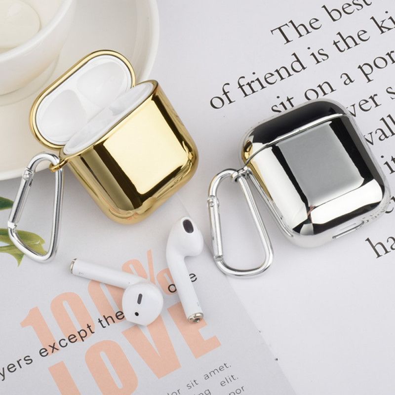 Etui AirPods Srebrny Czerwony Kolorowo Ocynkowany Plastik Z Karabińczykiem