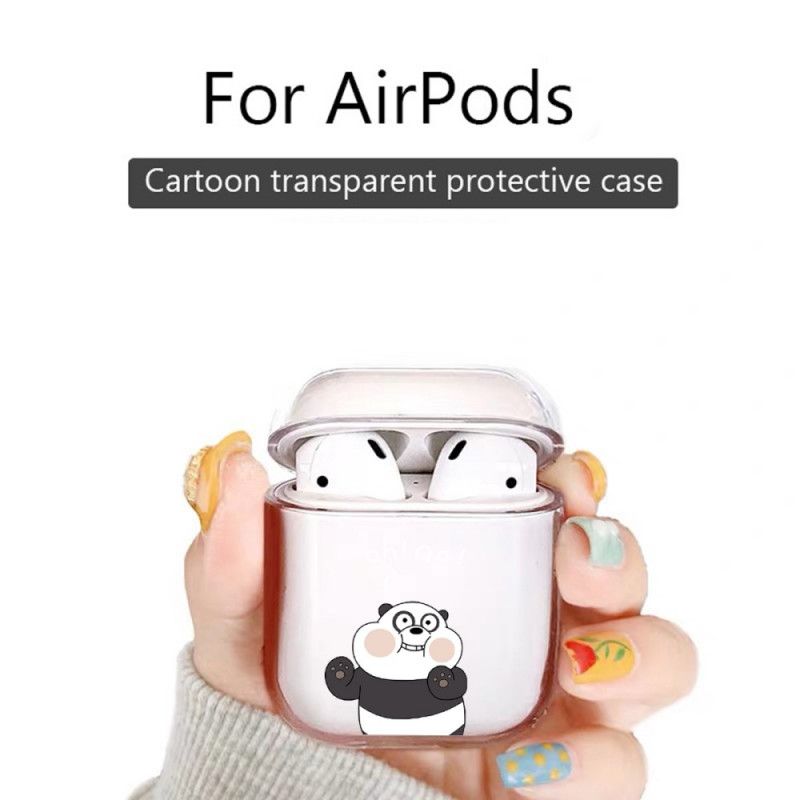 Etui AirPods Szary Biały Przezroczysta Silikonowa Seria Dla Zwierząt